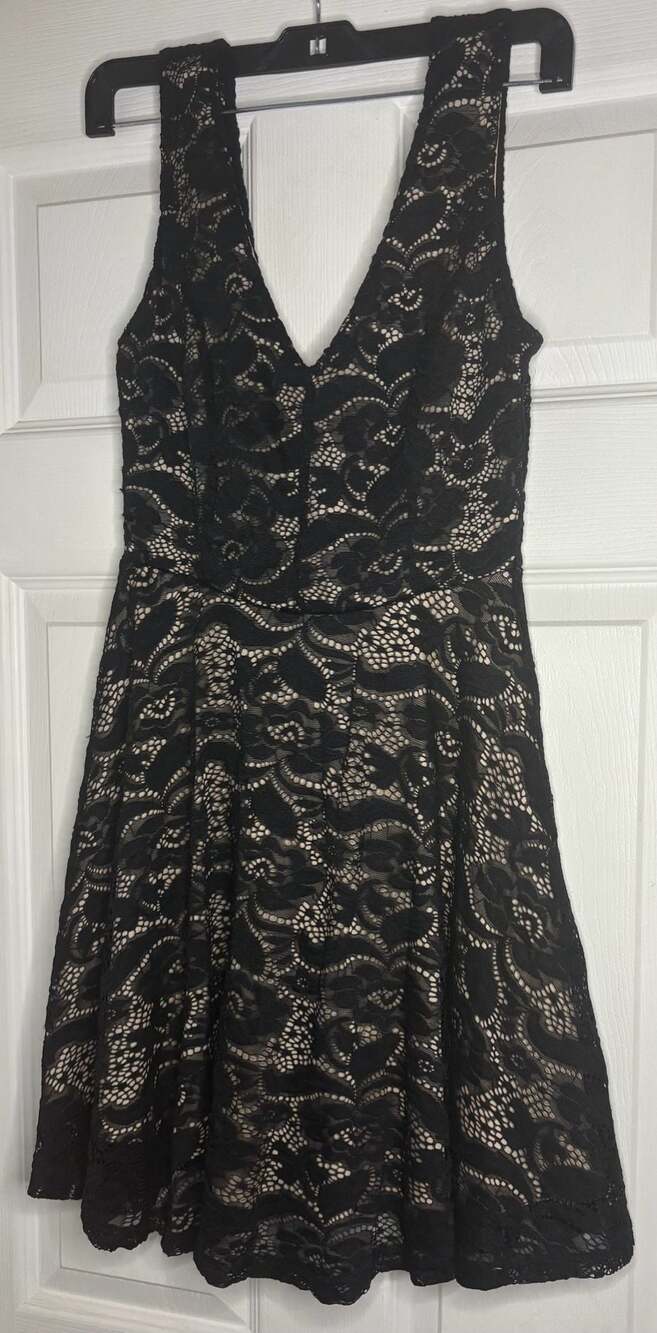 Joe & Elle Black Lace Overlay Sleeveless Fit and Flare Dress